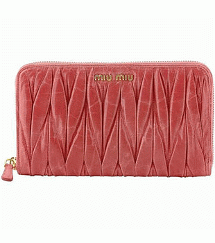 ミュウミュウ MIU MIU ラウンドファスナー式長財布 サイフ 財布 さいふ ピンク 5M0506 MATELASSE LUXHG
