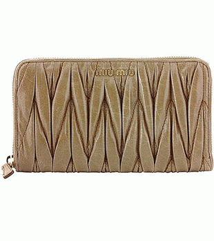 ミュウミュウ MIU MIU ラウンドファスナー式長財布 サイフ 財布 さいふ ライトキャメル 5M0506 MATELASSE LUXLL