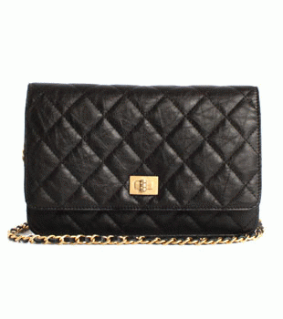 シャネル CHANEL 2.55シリーズ マトラッセライン アンティークレザー ショルダーバッグ ブラック＆ゴールド A35301KKKKA 【2012年春夏新作】