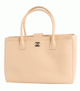 シャネル CHANEL ソフトキャビアスキン トートバッグ ベージュ＆シルバー A15206ZAQW