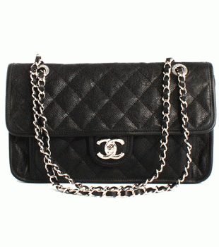 シャネル CHANEL マトラッセライン ソフトキャビアスキン ショルダーバッグ ブラック＆シルバー A66801 【2012年新作】