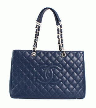 シャネル CHANEL キャビアスキン トートバッグ ブルー＆シルバー A66865AZQWE【2012年新作】