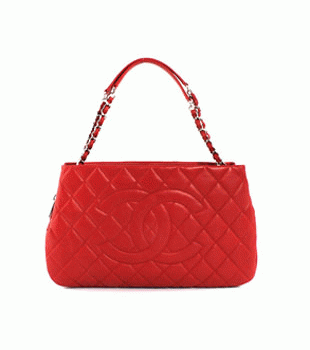 シャネル CHANEL ソフトキャビアスキン ショルダーバッグ レッド＆シルバー A66872AZQW 【2012年新作】