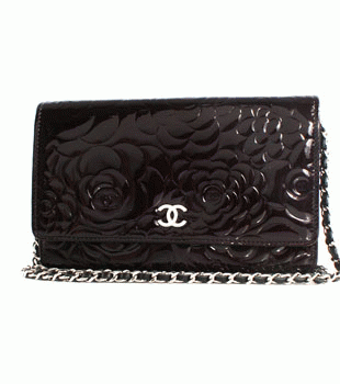 シャネル CHANEL カメリア エナメル ショルダーバッグ ブラック＆シルバー A47421AAZW 【2012年新作】