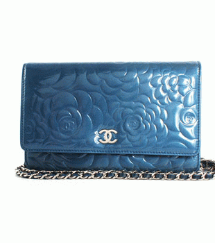 シャネル CHANEL カメリア エナメル ショルダーバッグ ブルー＆シルバー A47421AZWER 【2012年新作】