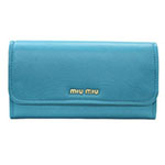 ミュウミュウ MIU MIU 長財布 サイフ 財布 さいふ ターコイズ 5M11...