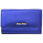 ミュウミュウ MIU MIU 三つ折り財布 財布 サイフ メタリックブルー 5M...