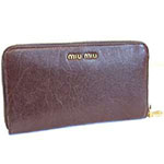 ミュウミュウ MIU MIU 長財布 サイフ 財布 さいふ ダークブラウン 5M...