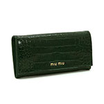 ミュウミュウ MIU MIU 長財布 サイフ 財布 さいふ クロコ調/グリーン ...