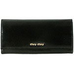 ミュウミュウ MIU MIU 長財布 サイフ 財布 さいふ ブラック×ホワイト ...