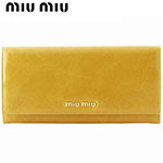 ミュウミュウ MIU MIU 二つ折長財布 サイフ 財布 さいふ イエロー 5m...