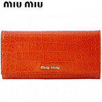 ミュウミュウ MIU MIU クロコ型押しエナメルレザー長財布 サイフ 財布 さ...