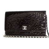 シャネル CHANEL カメリア エナメル ショルダーバッグ ブラック＆シルバー...