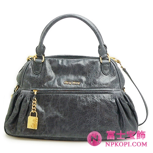 ミュウミュウ MIUMIU ハンドバッグ 2Wayバッグ ショルダーストラップ付き レザー（ラムスキン） デニム （RR1424 NAPPA CHARM DENIM）