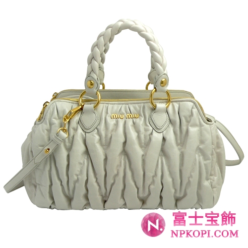 ミュウミュウ MIUMIU ハンドバッグ/ななめがけバッグ ショルダーストラップ付き 2WAY レザー アイボリー（AVORIO）RN0690 MATELASSE LUX.