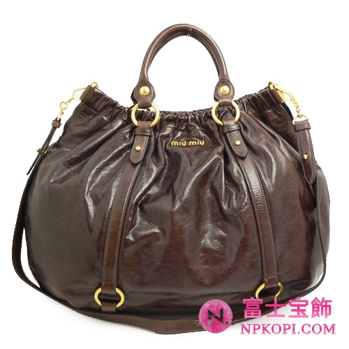 ミュウミュウ MIUMIU ハンドバッグ 2Wayバッグ ショルダーストラップ付き レザー（ラムスキン） ブラウン（RR1708 VIT.LUX BRUCIATO）