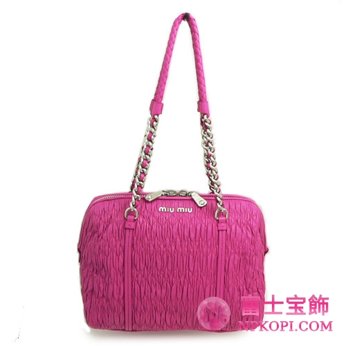 MIUMIU ミュウミュウ バッグ レディース  ギャザー レザー フクシアピンク RL0047 NAPPA CLOQUET FUCSIA