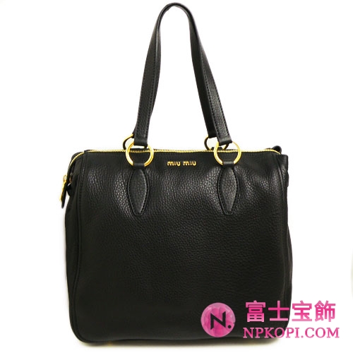 MIUMIU バッグ ショルダートートバッグ レディース レザー ブラック RR1787 VITELLO CARIBU NERO