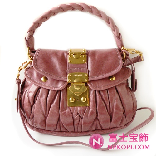 ミュウミュウ MIUMIU ハンドバッグ/ななめがけバッグ 2Way ショルダーストラップ付き プリーツレザー アンティークピンク（ANTICO） RR1358 MATELASSE LUX.