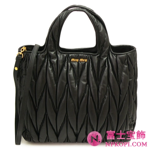 MIUMIU ミュウミュウ 2WAY ショルダーバッグ レディース ギャザー レザー ブラック RN0754 MATELASSE NERO