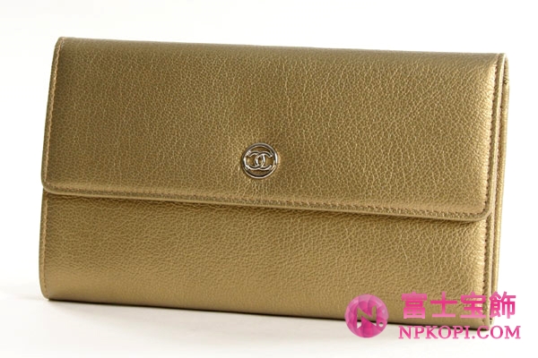 シャネル ココボタン 長財布 ゴールド A33922