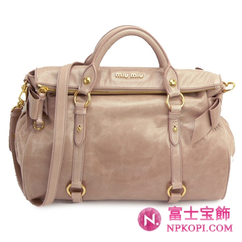 MIUMIU ミュウミュウ 2WAY ショルダーバッグ レザー ピンクベージュ RT0365 VITELLO.LUX CIPRIA