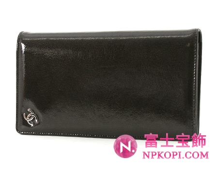 シャネル エナメル 長財布 ブラック A36491
