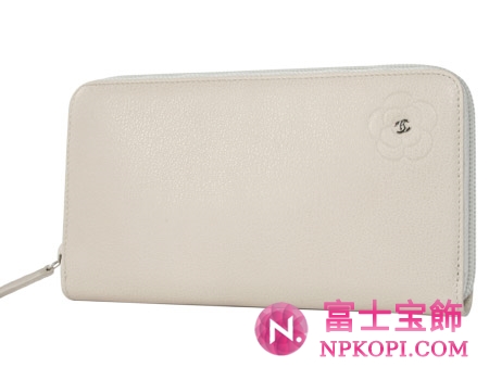 シャネル クルーズライン カメリア 長財布 アイボリー A47007