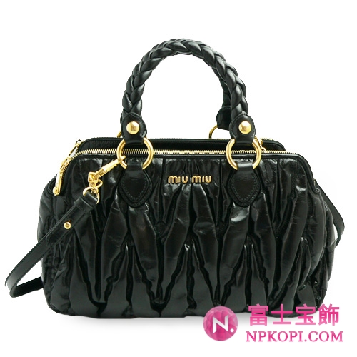 ミュウミュウ MIUMIU ハンドバッグ/ななめがけバッグ ショルダーストラップ付き 2WAY レザー ブラック（NERO）RN0690 MATELASSE LUX.
