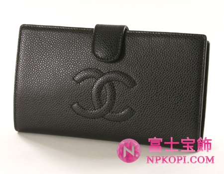 シャネル キャビアスキン 長財布 ブラック（内側ラムスキン） A13498