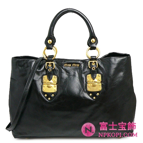 miumiu ミュウミュウ バッグ ななめがけバッグ レディース 2Way ヴィンテージ レザー ブラック RN0691 VITELLO LUX NERO