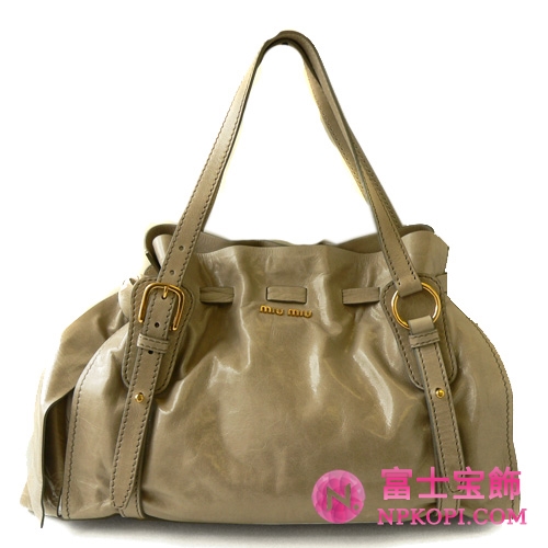 ミュウミュウ miumiu ショルダーバッグ リボン×巾着デザイン レザー ベージュ(POMICE) RR1312 VIT.LUX