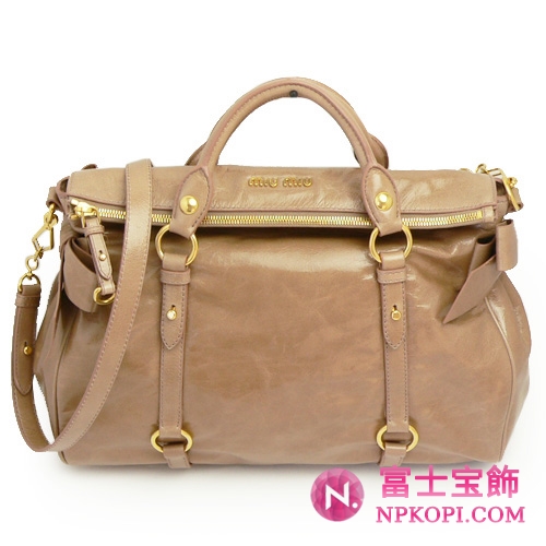 MIUMIU ミュウミュウ 2WAY ショルダーバッグ レザー カメオブラウン　RT0365 VITELLO.LUX CAMMEO