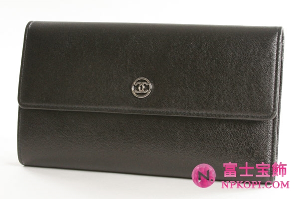 シャネル ココボタン 長財布 チャコールグレー A33922