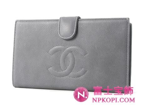 シャネル キャビアスキン 長財布 グレー A13498