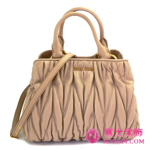MIUMIU ミュウミュウ 2WAYショルダーバッグ レディース ギャザー レザー ピンクベージュ RN0805 MATELASSE CIPRIA