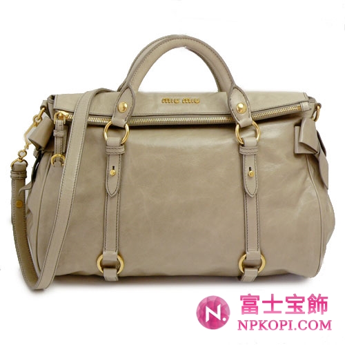 MIUMIU ミュウミュウ 2WAY ショルダーバッグ レザー グレイッシュベージュ　RT0365 VITELLO.LUX POMICE