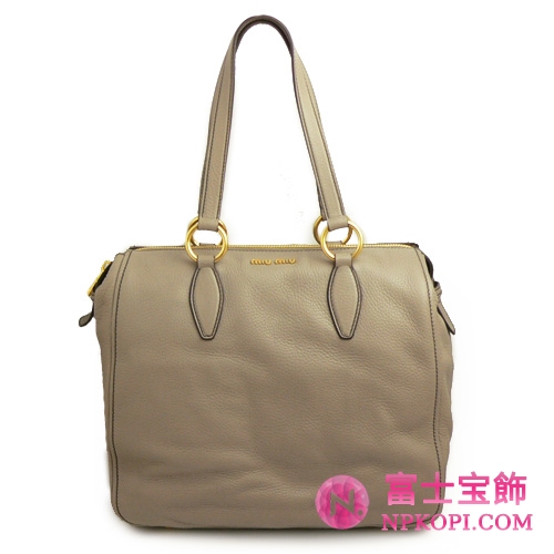 MIUMIU バッグ ショルダートートバッグ レディース レザー グレイッシュベージュ（RR1787 VITELLO CARIBU ARGILLA）