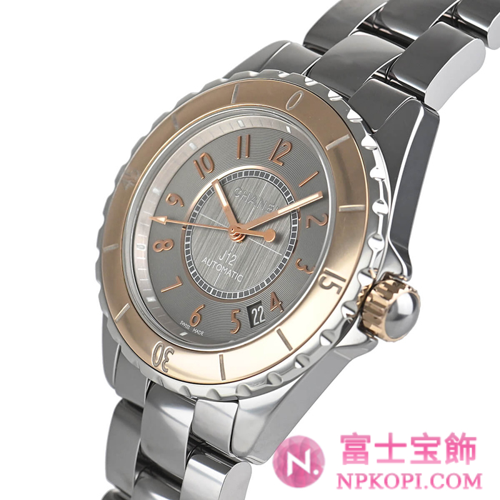 シャネルJ12時計コピーメンズ 自動巻き クロマティック 38MM ベージュゴールド H4185