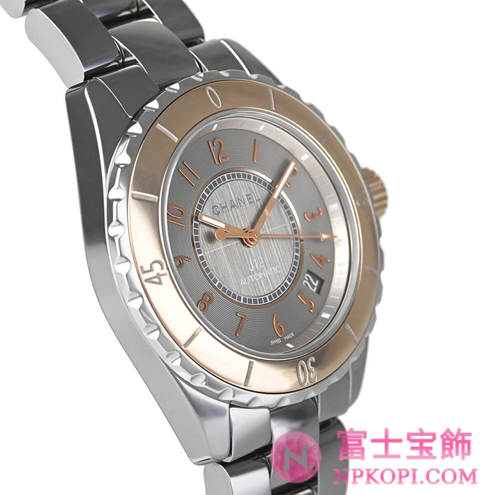 シャネルJ12時計コピーメンズ 自動巻き クロマティック 38MM ベージュゴールド H4185