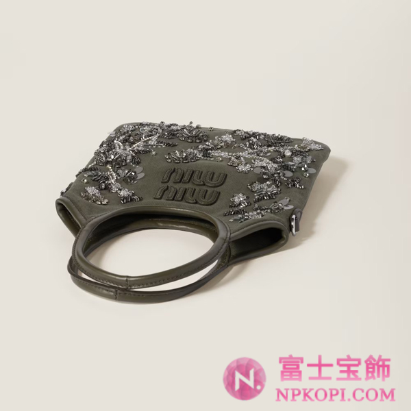 ミュウミュウスーパーコピーアイビー エンブロイダリー ギャバジン バッグ5BA281_2CU8_F0393_V_ORN