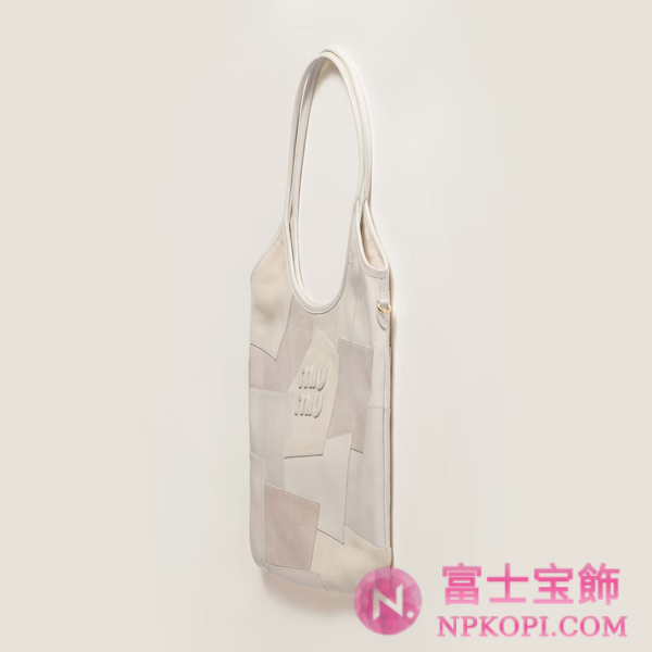 ミュウミュウスーパーコピーアイビー レザー パッチワーク バッグ5BG231_2CRI_F0K74_V_MLN