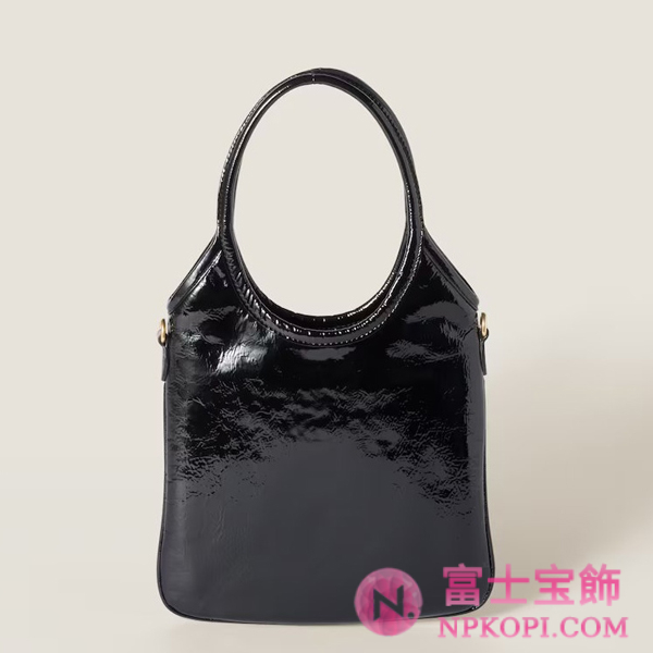 ミュウミュウスーパーコピーアイビー ナプラックパテントレザー バッグ5BA281_ADNT_F0002_V_OWF