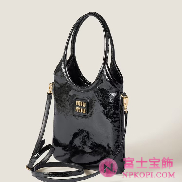 ミュウミュウスーパーコピーアイビー ナプラックパテントレザー バッグ5BA281_ADNT_F0002_V_OWF