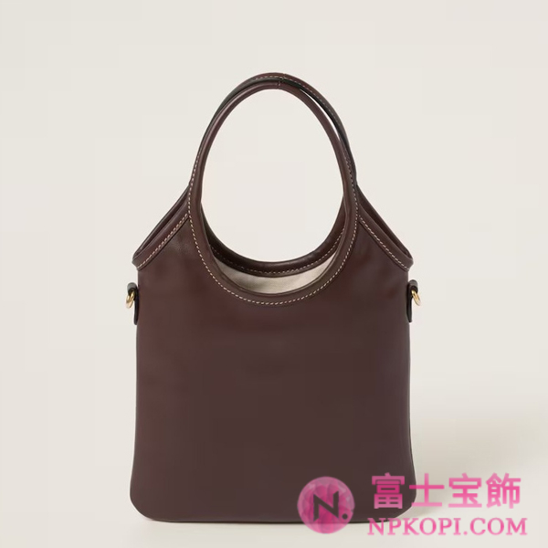 ミュウミュウスーパーコピーアイビー レザー ハンドバッグ5BA281_ACRW_F0NBL_V_OLN