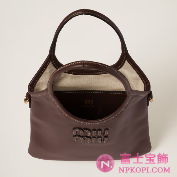 ミュウミュウスーパーコピーアイビー レザー ハンドバッグ5BA281_ACRW_F0NBL_V_OLN