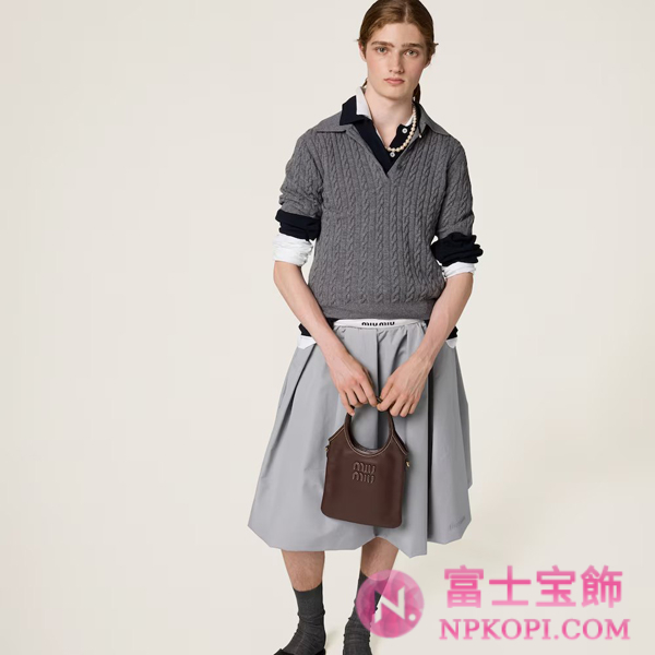 ミュウミュウスーパーコピーアイビー レザー ハンドバッグ5BA281_ACRW_F0NBL_V_OLN