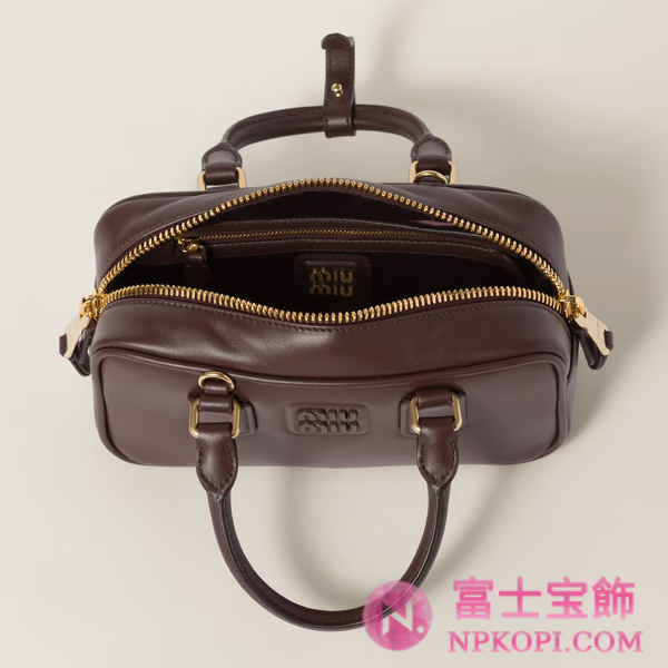 ミュウミュウスーパーコピーアルカディ レザー バッグ5BB142_ACR3_F0NBL_V_OON