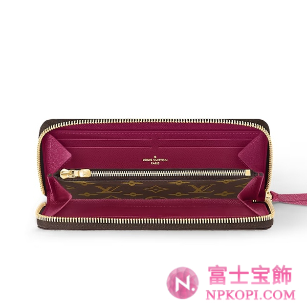 ルイヴィトン財布ポルトフォイユ･クレマンス フューシャM60742
