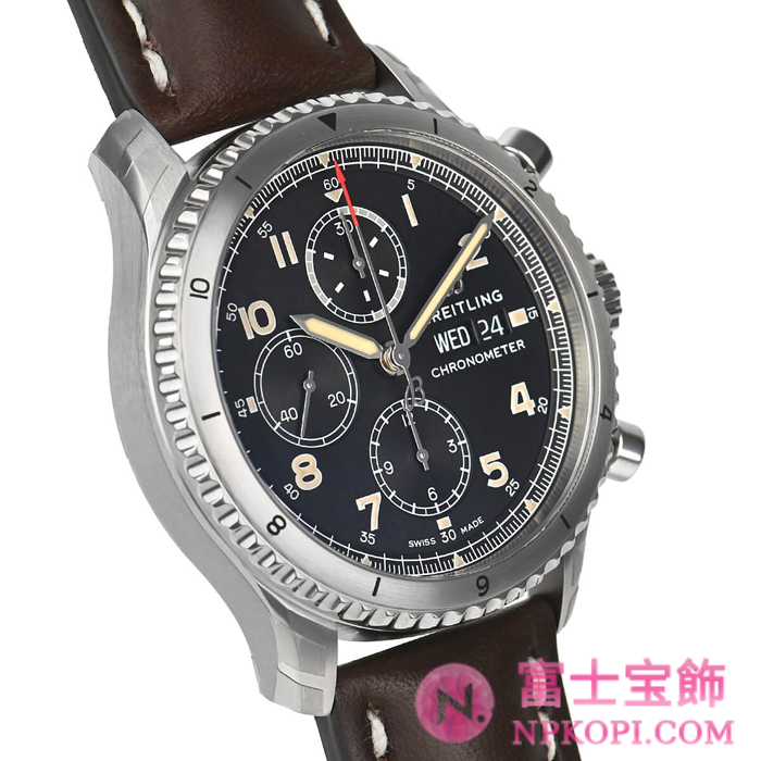 ブライトリング自動巻き時計アビエーター8 クロノグラフ43 A128B-1LBA(A13316101B1X4)